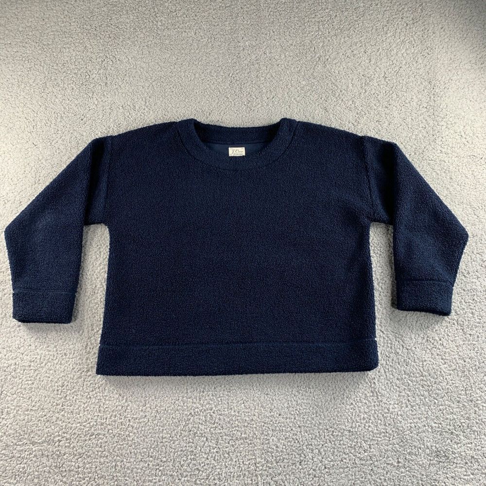 J. Crew Sweatshirt Womens Large Blue Vintage Fleece Cropped‎ Pullover Sweater